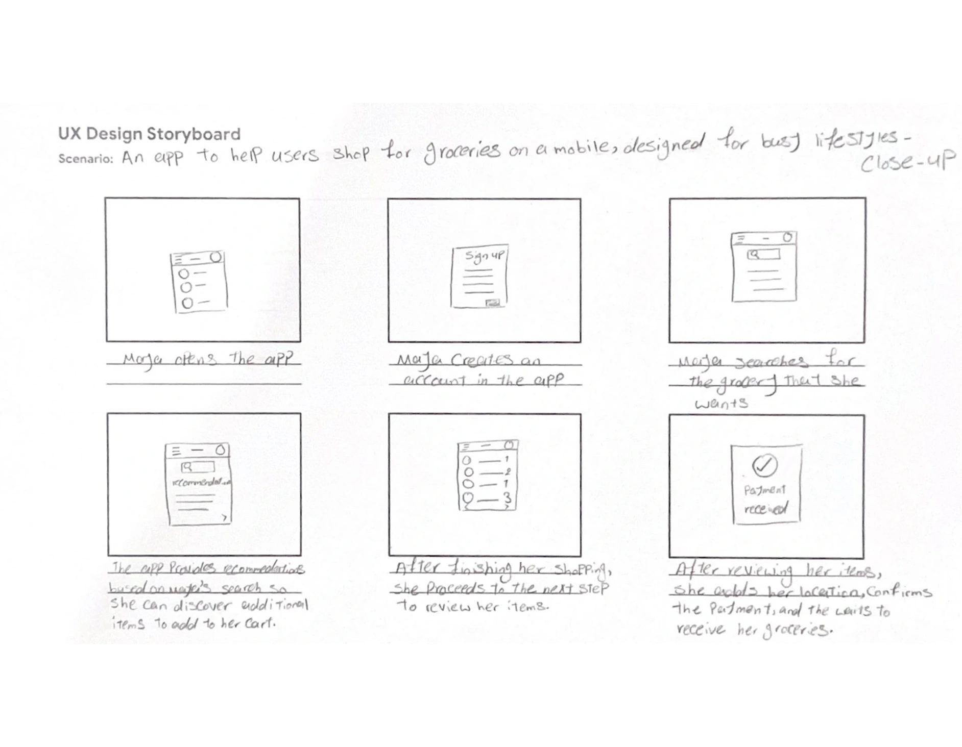 Close-up storyboard